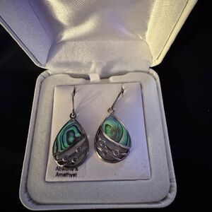 Elegant Silver and Green Teardrop Earrings